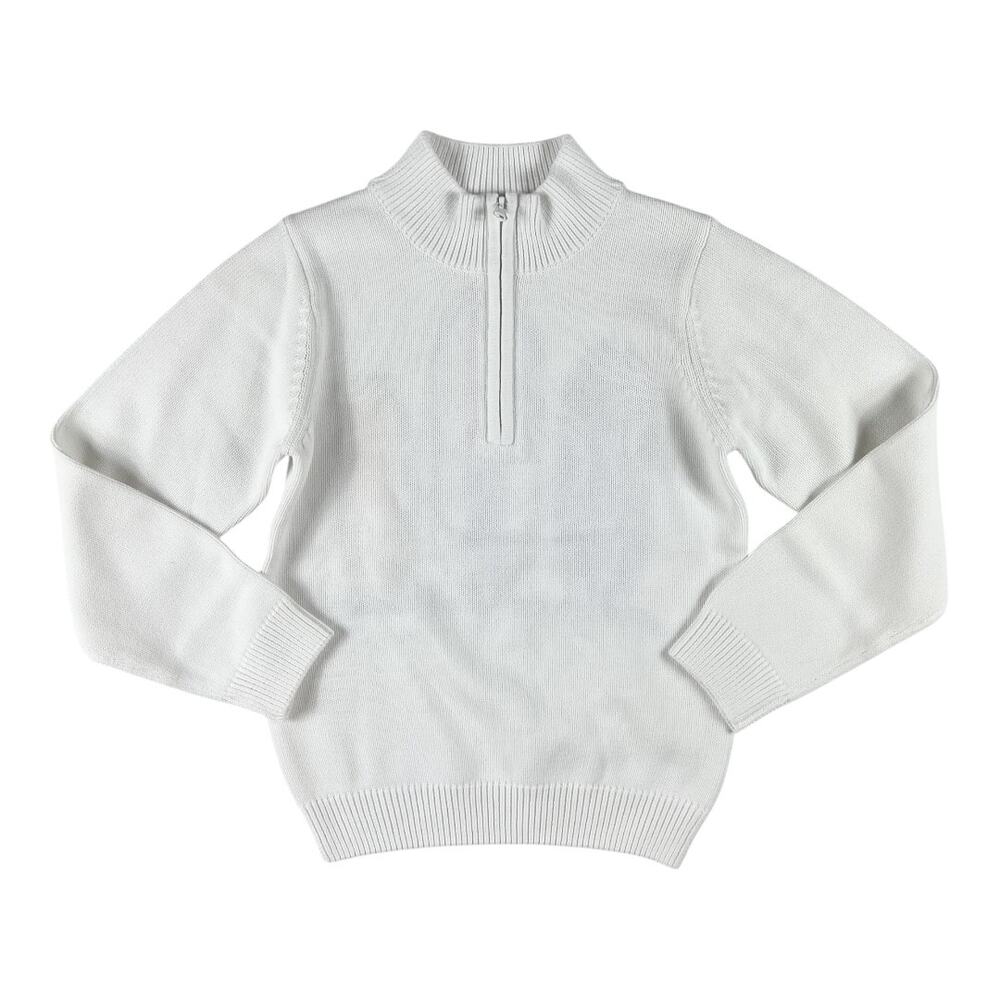 NEW Classic Prep White Half Zip Cotton Sweater Size 12 Boys